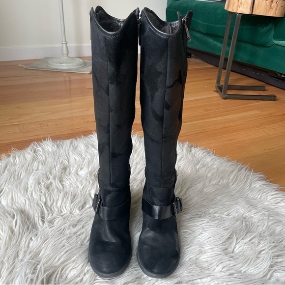 Donald J Pilner Dela Black Vintage Suede Leather Buckle Riding Boots EUC Size 5 - Picture 4 of 11